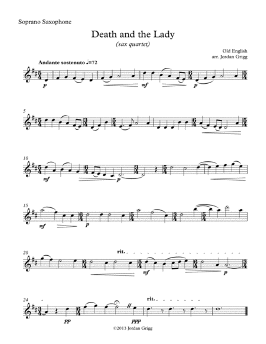 Death and the Lady (sax quartet) Saxophone Quartet scores gallery preview page 4