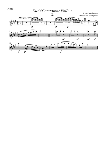 Beethoven: Zwölf Contretänzes (Twelve Countredances) WoO 14 No.2 - wind quintet image number null