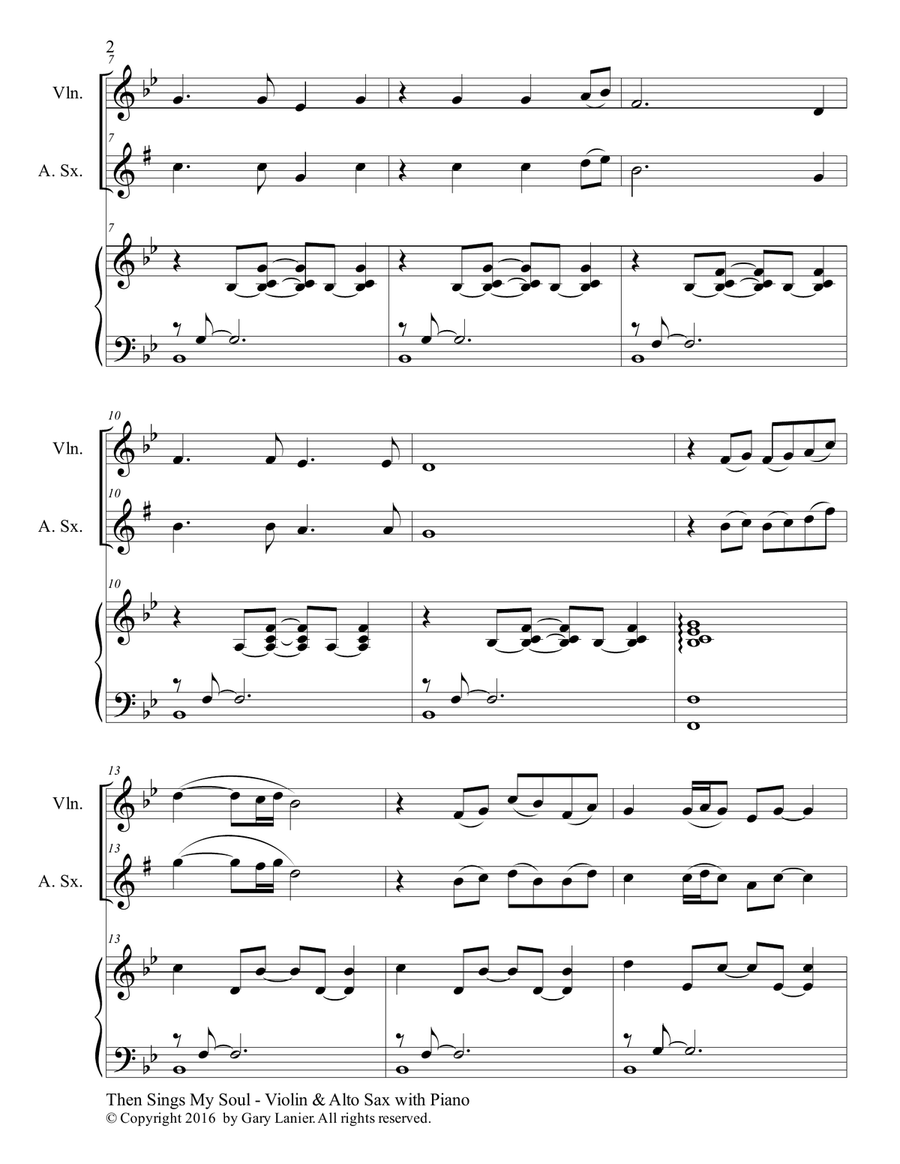 Trios for 3 GREAT HYMNS (Violin & Alto Sax with Piano and Parts) Alto Saxophone scores gallery preview page 3