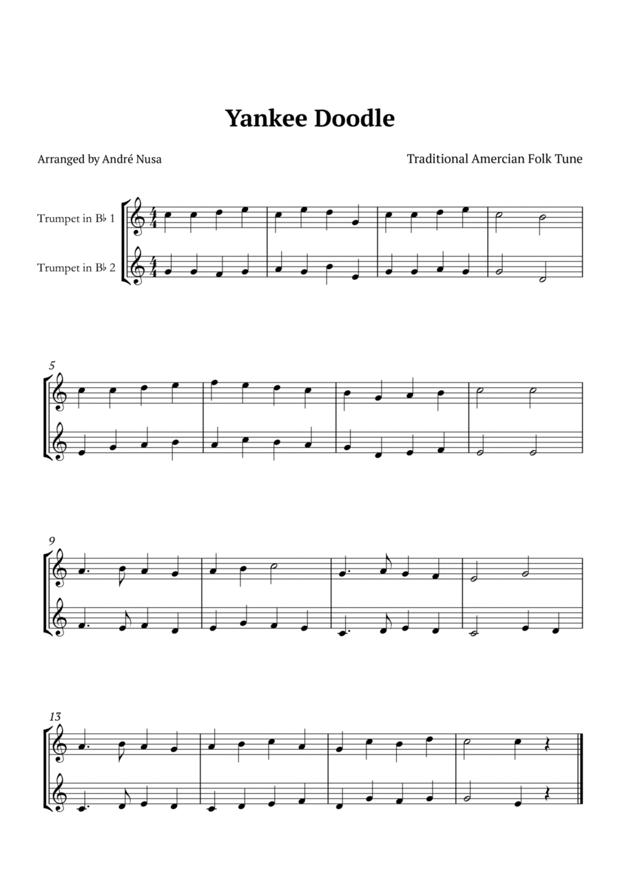 Yankee Doodle Trumpet Duet scores gallery preview page 1