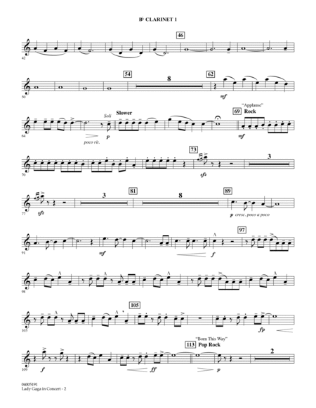 Lady Gaga in Concert - Bb Clarinet 1