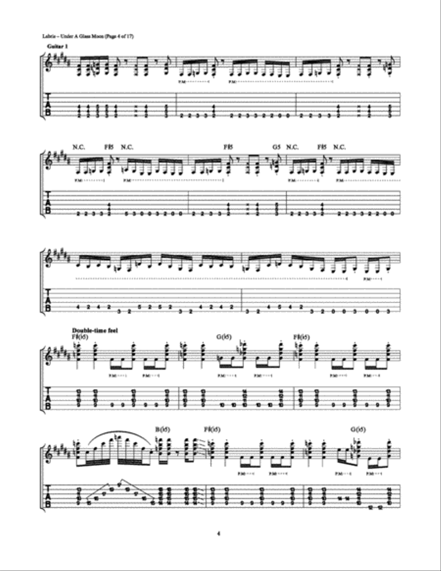 Under a Glass Moon Electric Guitar scores gallery preview page 4