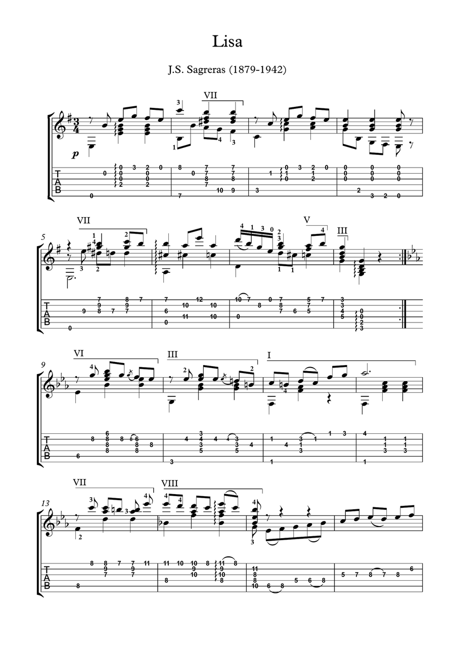 Elisa guitar solo Acoustic Guitar scores gallery preview page 1