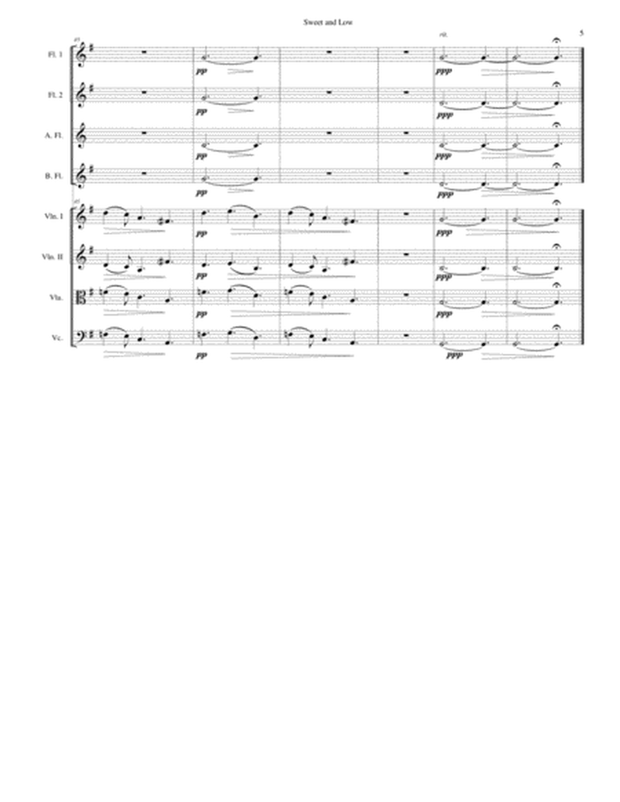 Sweet and Low (Stanford's setting) arranged for flute quartet and string quartet image number null