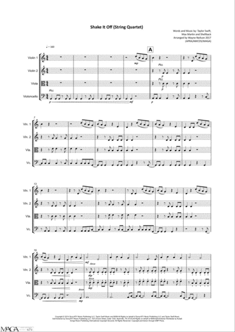 Shake It Off String Quartet scores gallery preview page 2