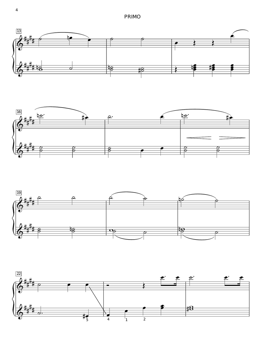 Piano Sonata No. 14 In C# Minor (Moonlight) Op. 27, No. 2 First Movement Theme Piano Duet scores gallery preview page 4