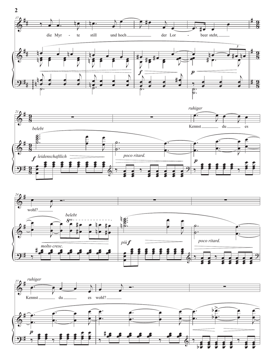 WOLF: Mignon: Kennst du das Land? (transposed to F major) Piano, Vocal scores gallery preview page 3