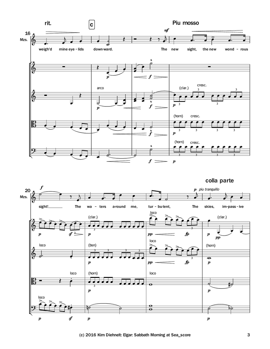 Elgar: Sabbath Morning at Sea from Sea Pictures (Arr. Voice and String Quartet) String Quartet scores gallery preview page 4