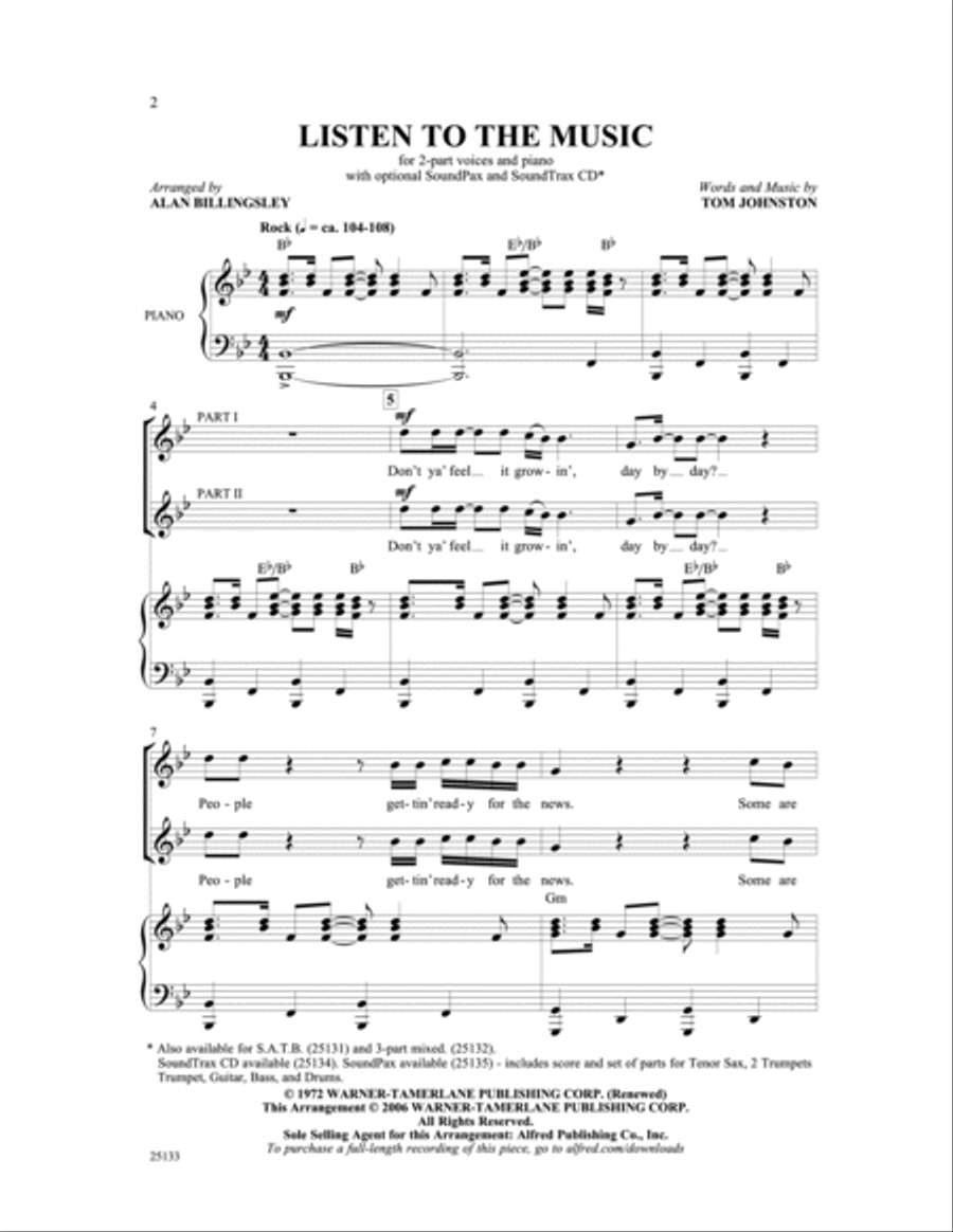 Listen to the Music Listen to the Music 2-Part scores gallery preview page 2