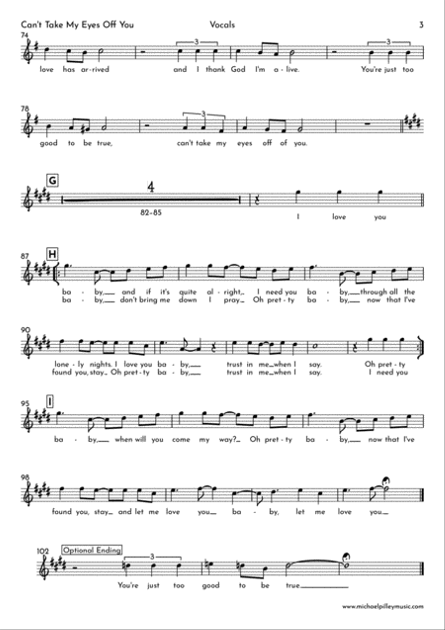 Can't Take My Eyes Off Of You Voice scores gallery preview page 4