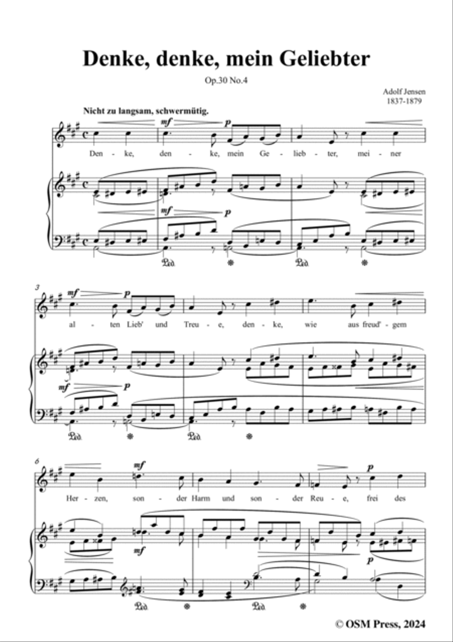 A. Jensen-Denke,denke,mein Geliebter,Op.30 No.4,in A Major Voice scores gallery preview page 3