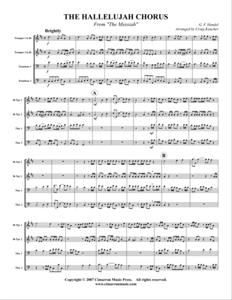 Hallelujah Chorus Horn scores gallery preview page 1