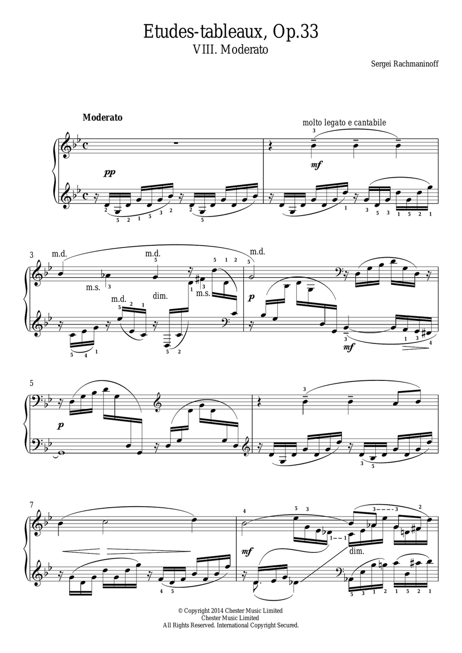 Etudes-tableaux Op.33, No.8 Moderato Piano Method scores gallery preview page 1