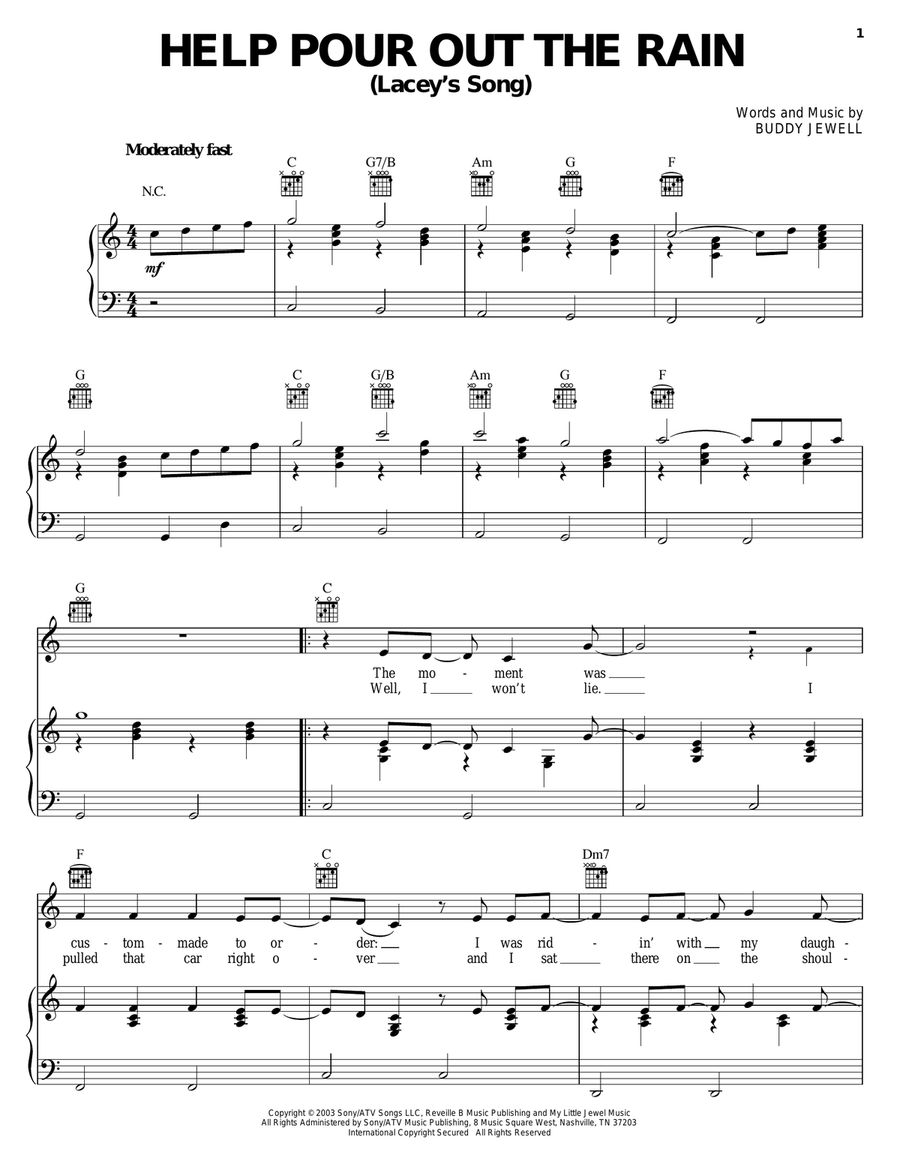 Help Pour Out The Rain (Lacey's Song) Piano, Vocal, Guitar scores gallery preview page 1