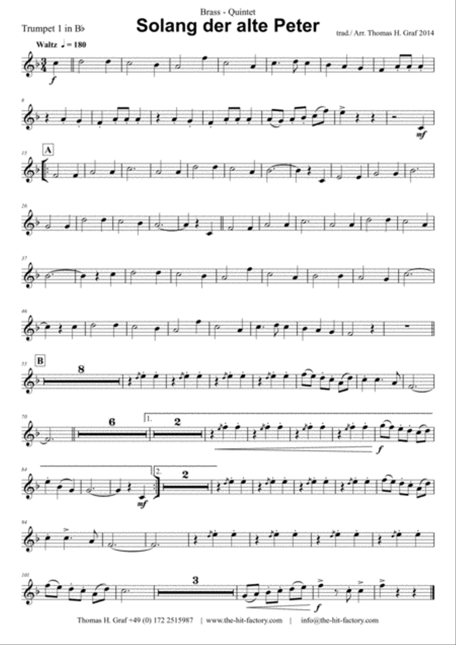 Solang der alte Peter – Oktoberfest – Munich City anthem - Brass Quintet Brass Quintet scores gallery preview page 4