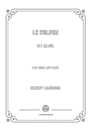 Book cover for Chausson-Le colibri in F Major,for voice and piano