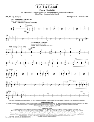 Book cover for La La Land: Choral Highlights (arr. Mark Brymer) - Drums