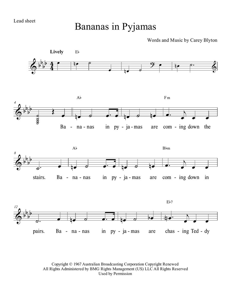 Bananas In Pyjamas Piano, Vocal scores gallery preview page 1