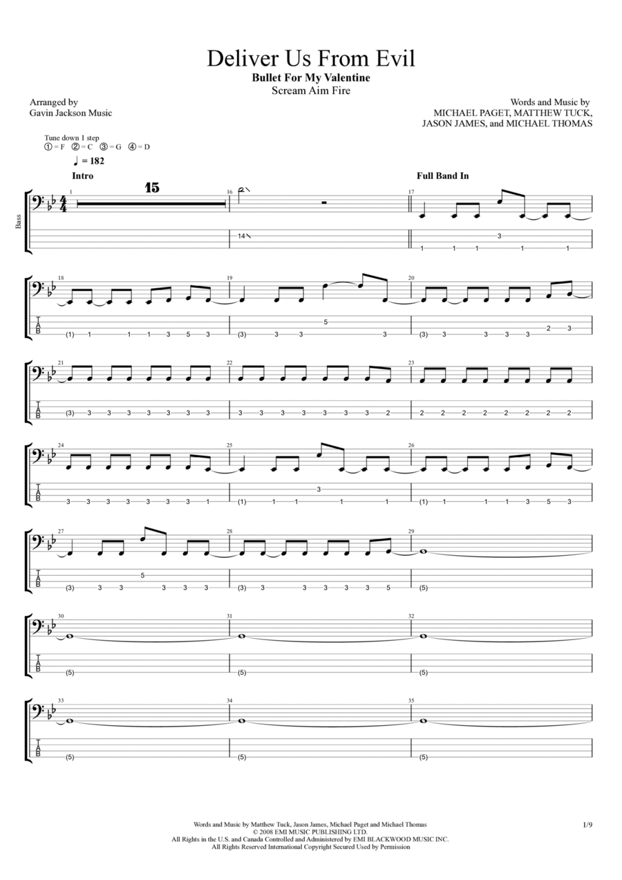 Deliver Us From Evil Deliver Us From Evil Bass Guitar scores gallery preview page 1