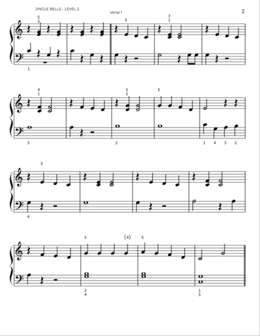 JINGLE BELLS (3 levels plus a Variation) Easy Piano scores gallery preview page 4
