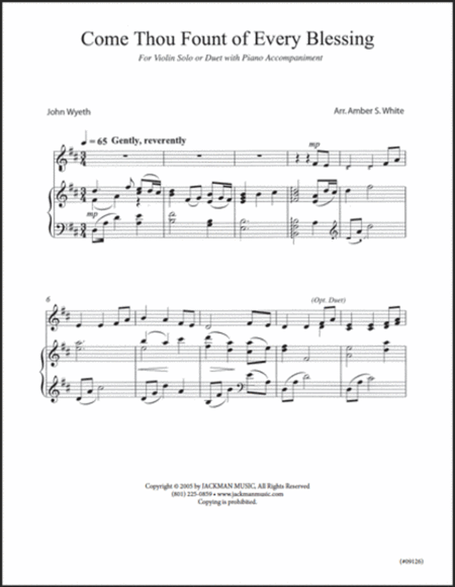 Come Thou Fount of Every Blessing - Violin Solo/Duet image number null