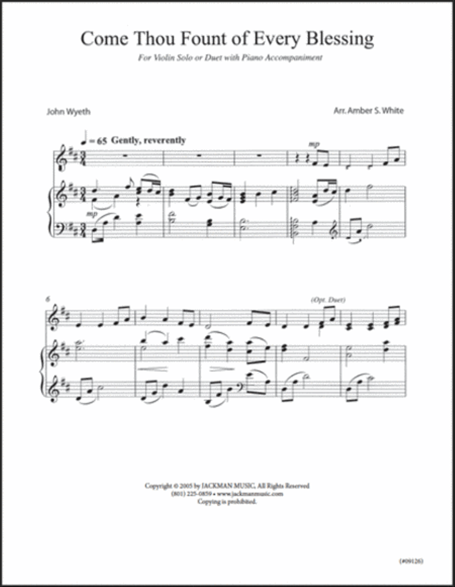 Come Thou Fount of Every Blessing - Violin Solo/Duet String Duet scores gallery preview page 2