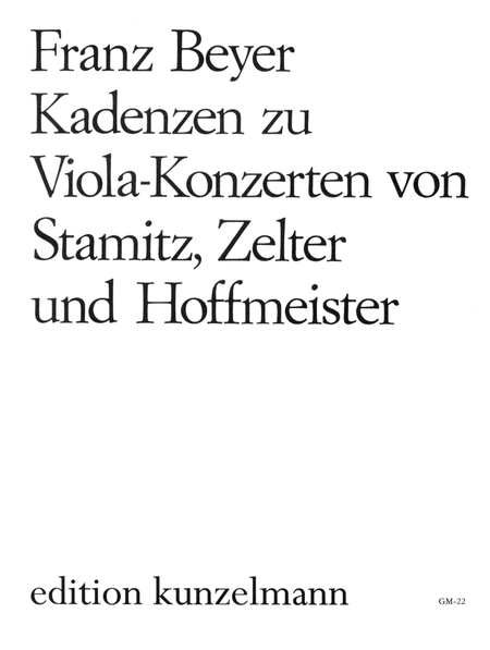 Cadenzas to Viola Concertos by Stamitz, Zelter and Hoffmeister
