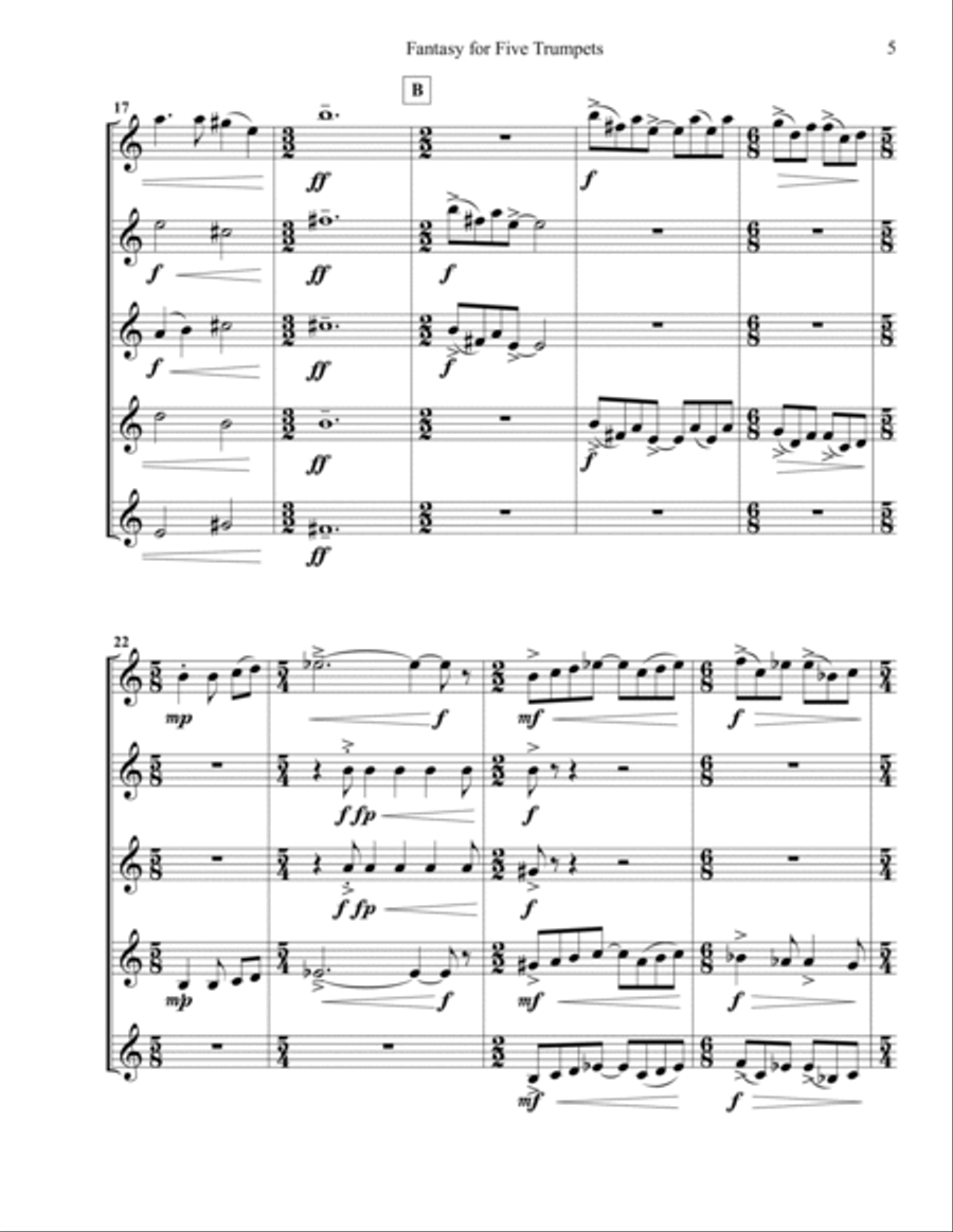 Fantasy for Five Trumpets Brass Ensemble scores gallery preview page 3