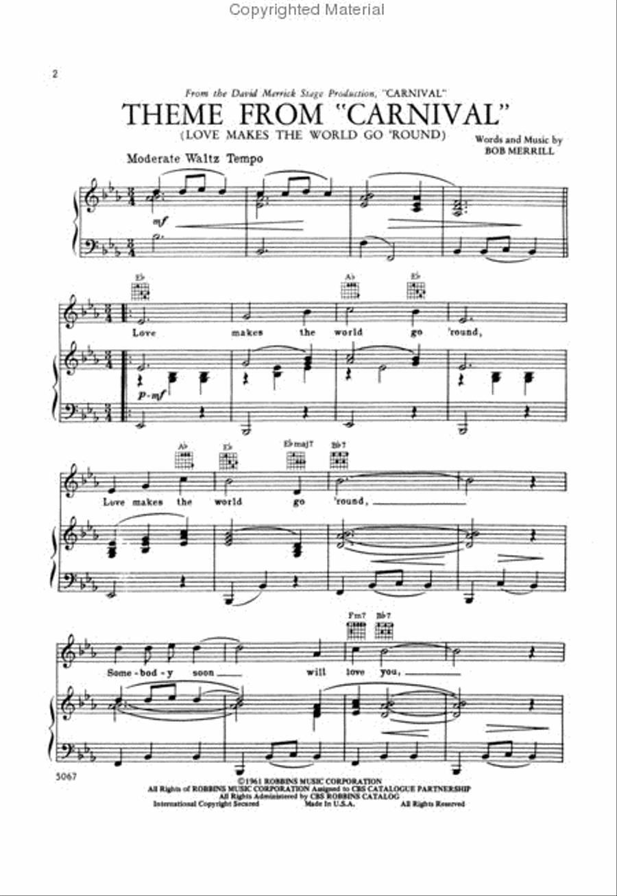 Carnival - Vocal Selections Piano, Vocal, Guitar scores gallery preview page 2