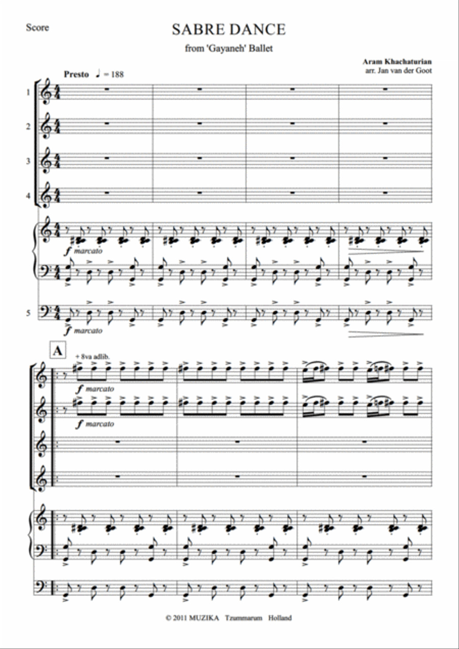 Sabre Dance From ‘Gayaneh’ Ballet Set of Parts scores gallery preview page 3