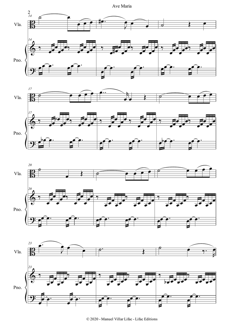 Ave Maria - Viola and Piano Duet - J.S. Bach & Charles Gounod Piano Accompaniment scores gallery preview page 2