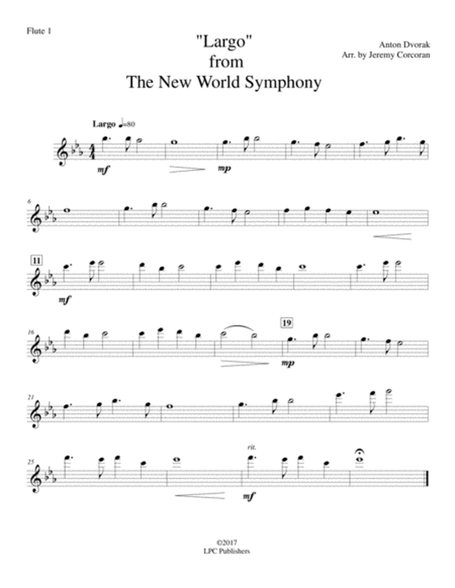 Largo from The New World Symphony for Flute Quartet image number null
