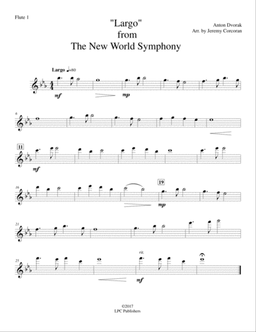 Largo from The New World Symphony for Flute Quartet Flute Quartet scores gallery preview page 4
