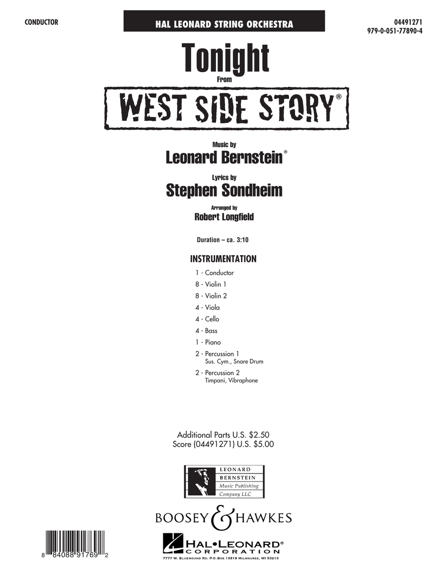 Tonight (from West Side Story) - Conductor Score (Full Score) Orchestra scores gallery preview page 1