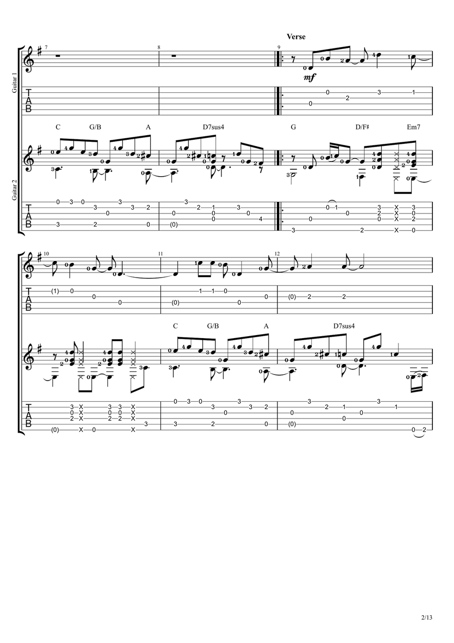 Karena Kutahu Engkau Begitu (kkeb) Guitar Tablature scores gallery preview page 2