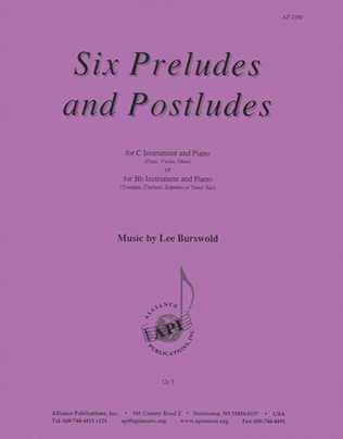 Book cover for Six Preludes-postludes For Bb & C Instruments & Piano