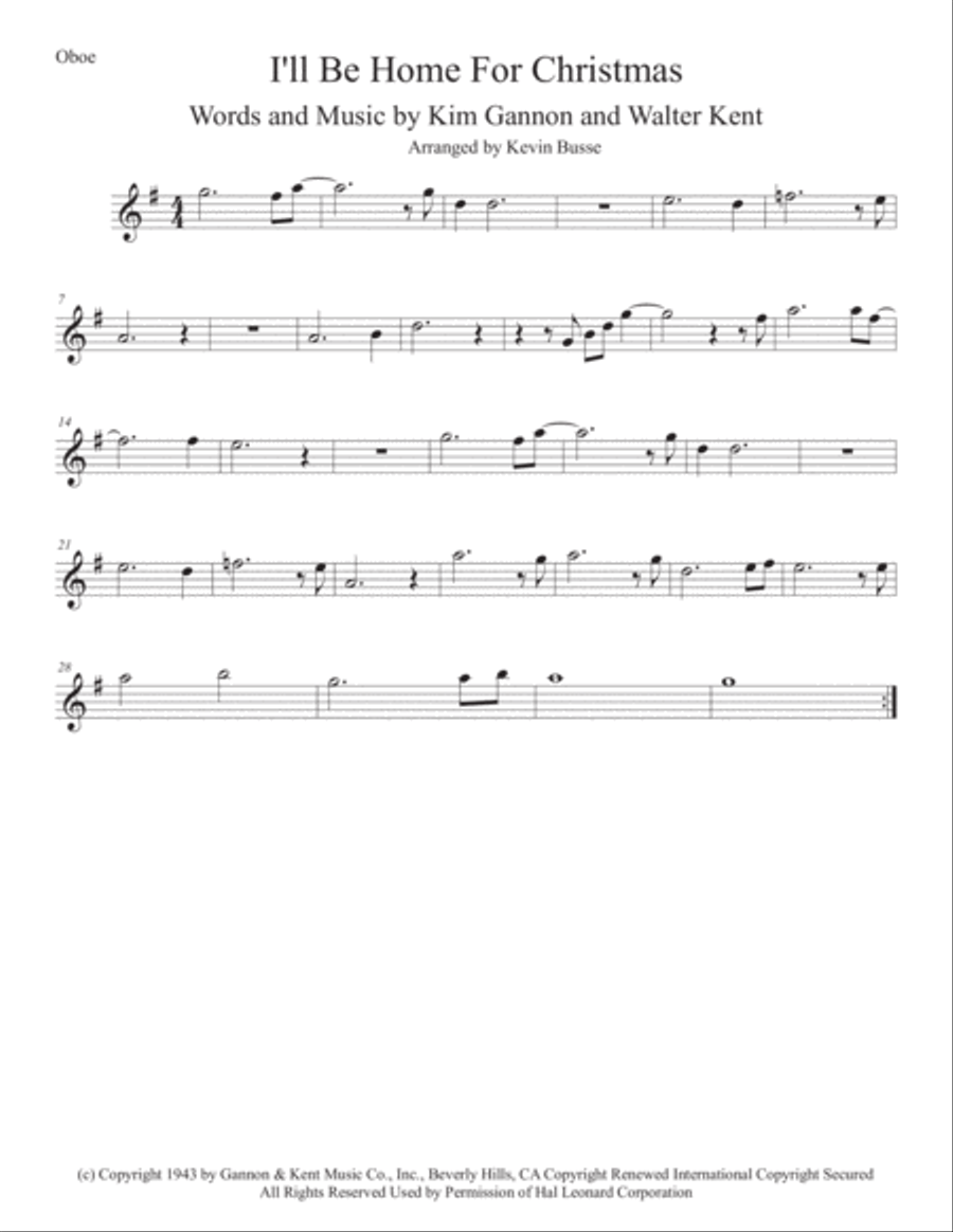 I'll Be Home For Christmas Oboe Solo scores gallery preview page 1