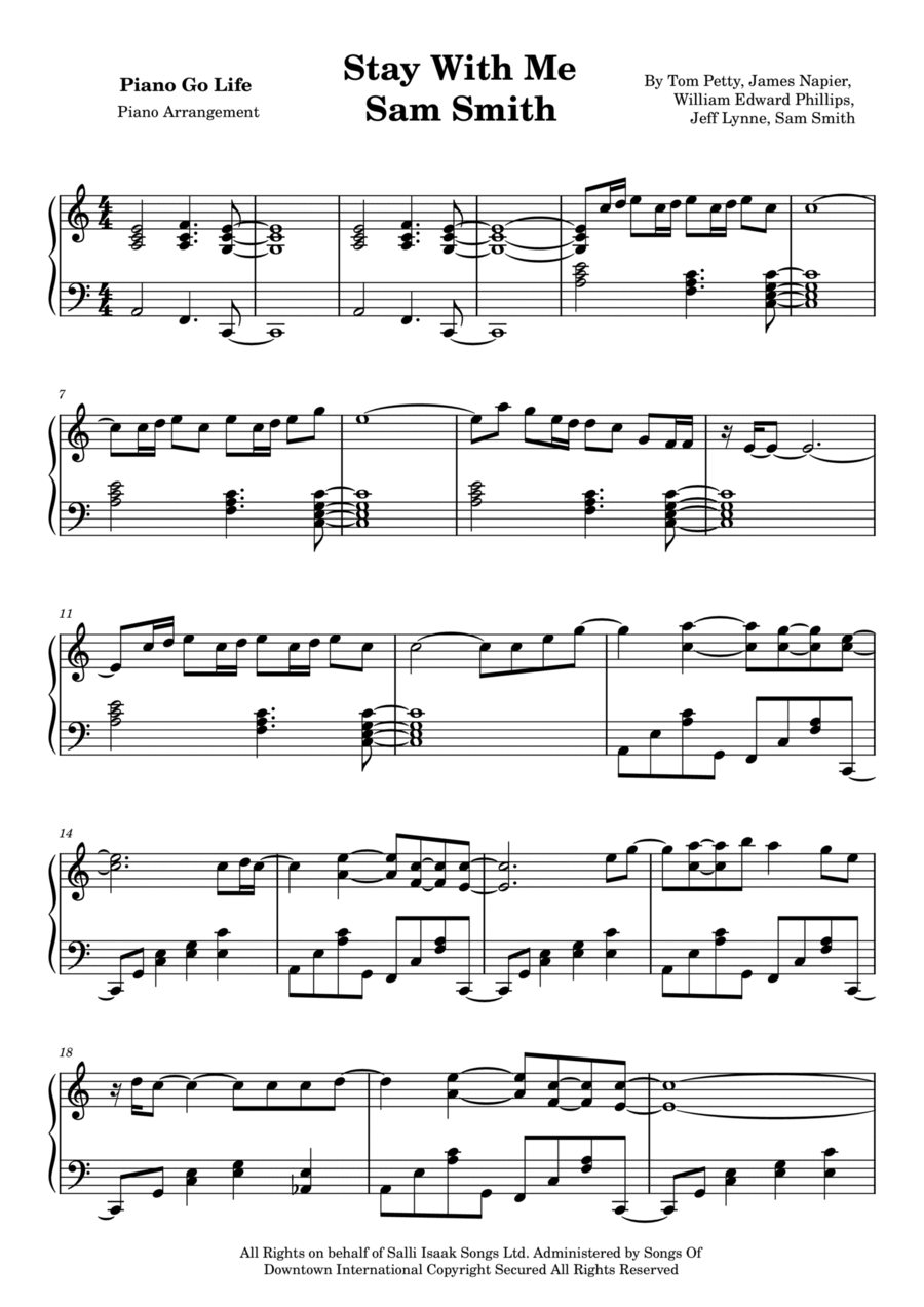 Stay With Me Piano Solo scores gallery preview page 1