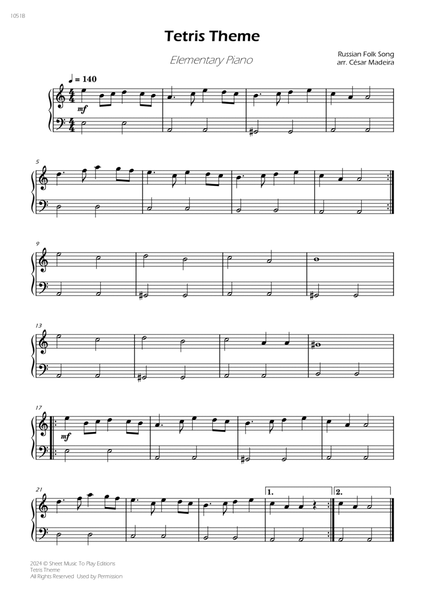 Tetris Theme - Elementary Piano (Full Score) image number null