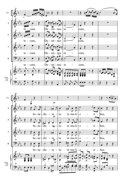 AVE MARIA - Cherubini - Arr. for SATB Choir, Clarinet in Bb and Organ - With Cl. Part image number null