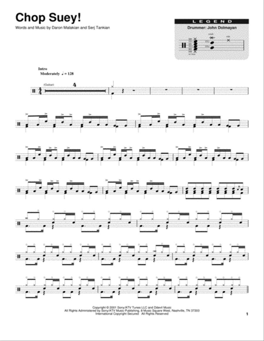 Chop Suey! Drum Set scores gallery preview page 1