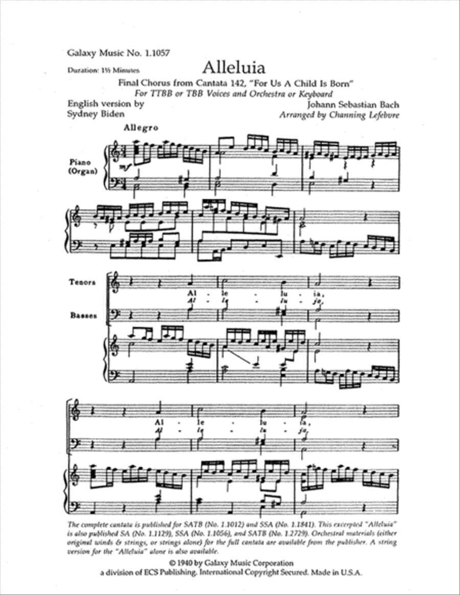 Alleluia from For Us a Child is Born (Choral Score) TTBB scores gallery preview page 1