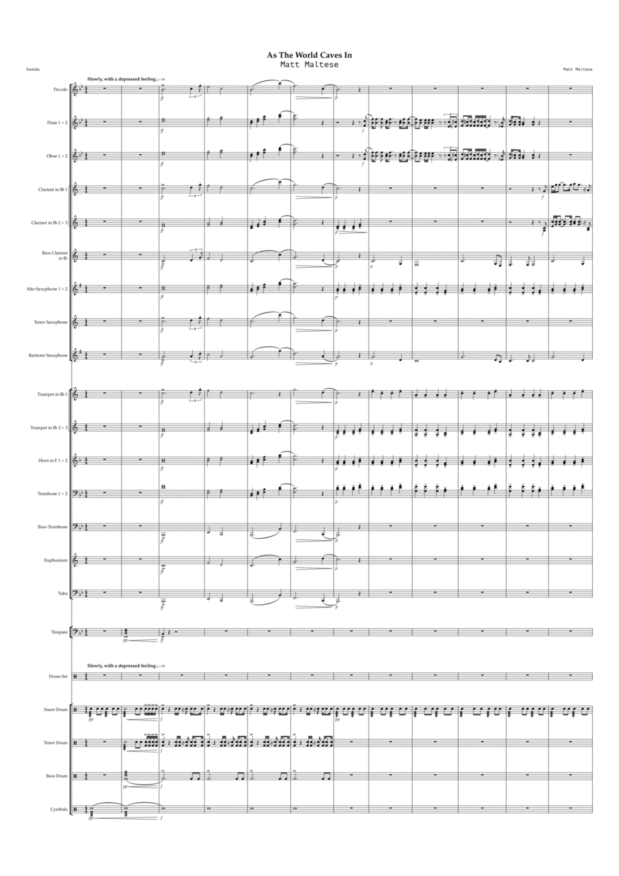 As The World Caves In As The World Caves In Concert Band scores gallery preview page 1