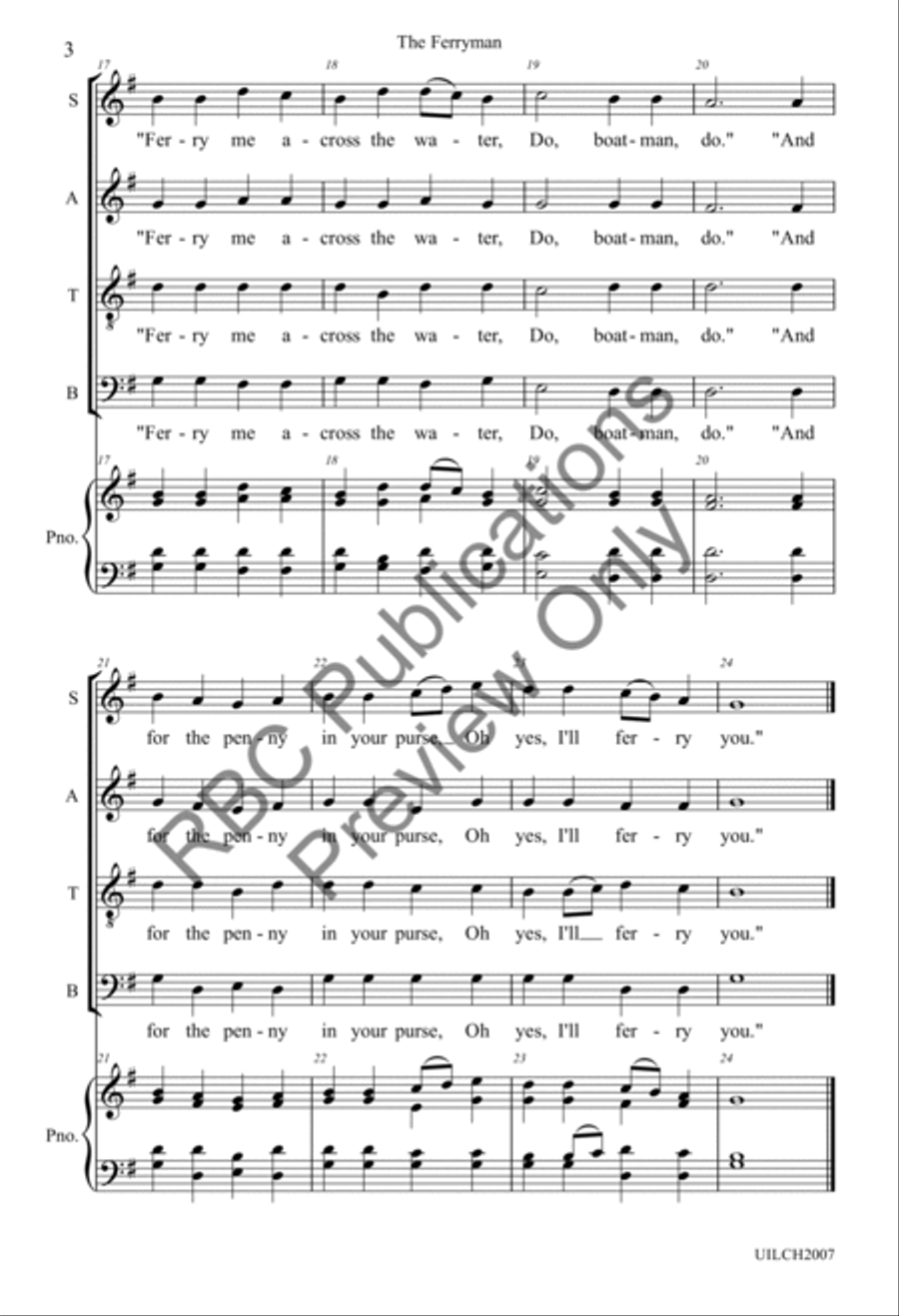The Ferryman (SATB) 4-Part scores gallery preview page 5