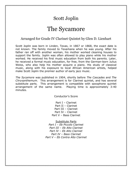 The Sycamore (Clarinets image number null