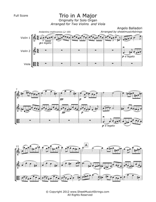 Book cover for Balladori, A. - Trio in A for Two Violins and Viola
