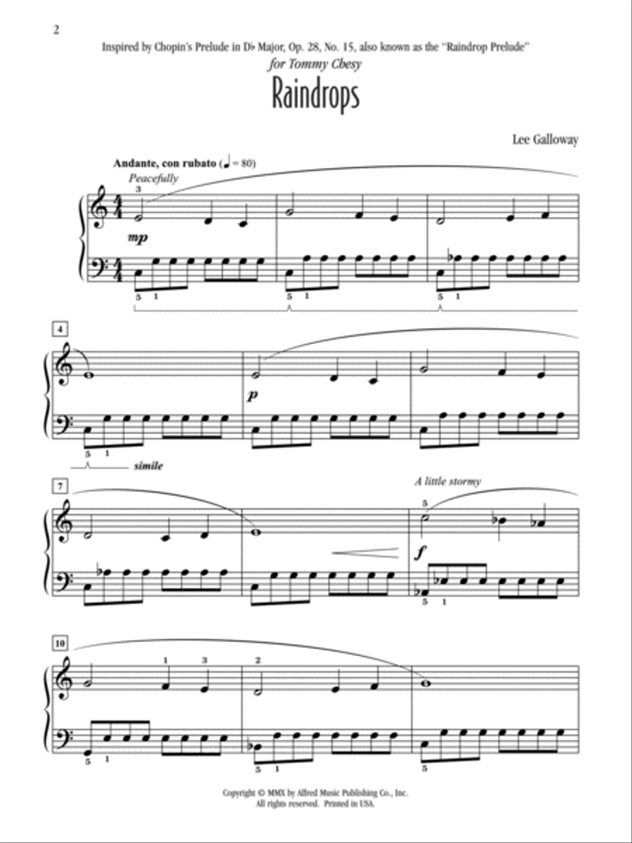 Raindrops Easy Piano scores gallery preview page 2