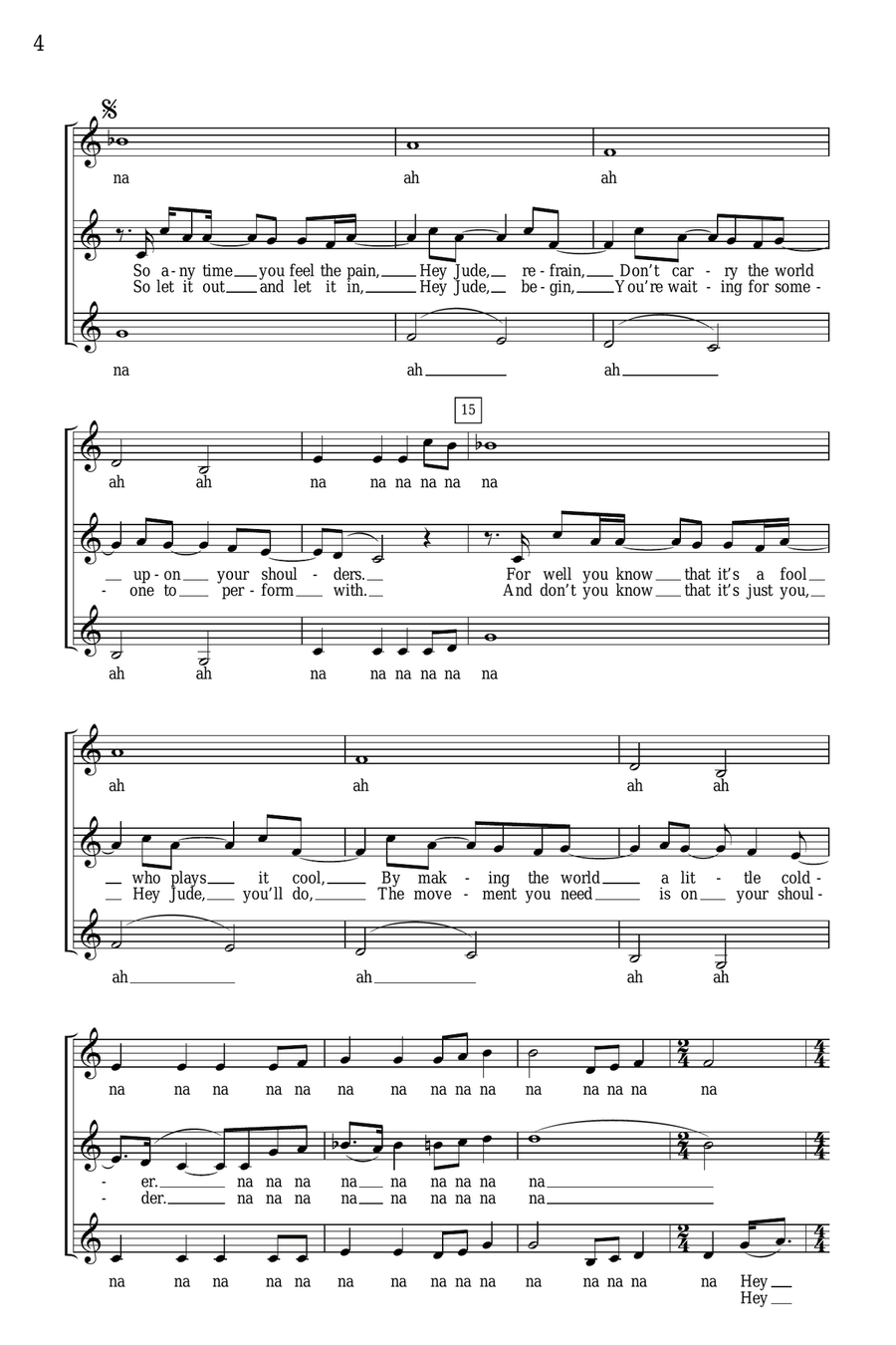 Hey Jude (arr. Deke Sharon) SSA scores gallery preview page 2