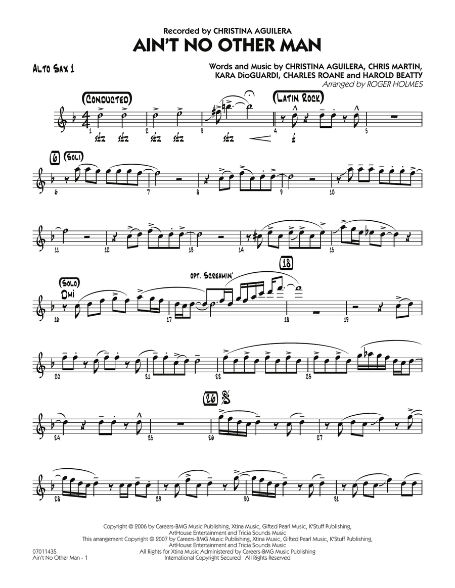 Ain't No Other Man - Alto Sax 1 Jazz Ensemble scores gallery preview page 1