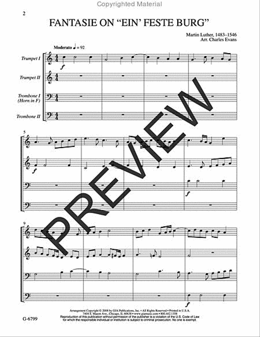 Fantasie on EIN' FESTE BURG Trombone scores gallery preview page 2